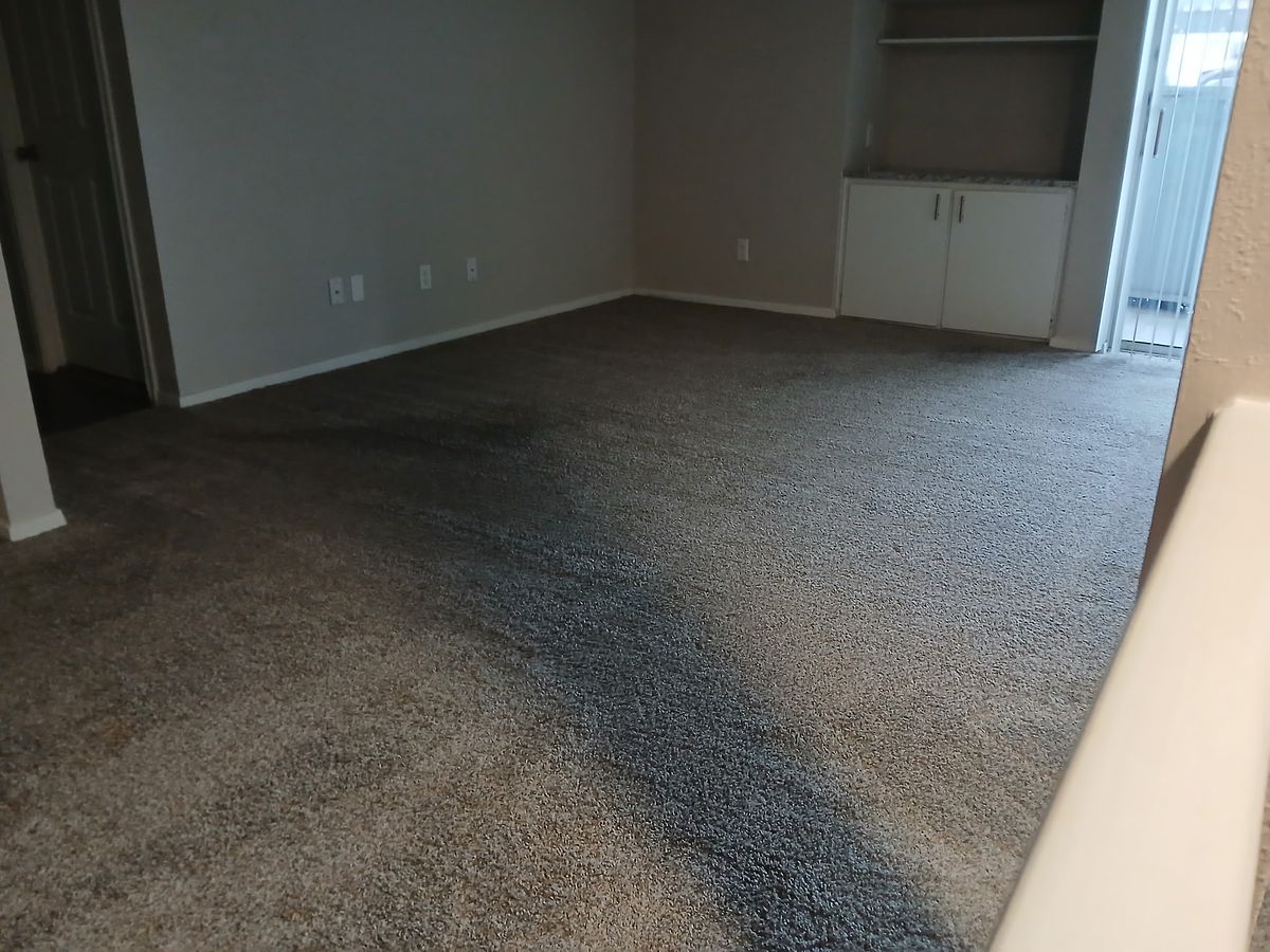 Room with built-in cabinets after cleaning — wiped down inside and out